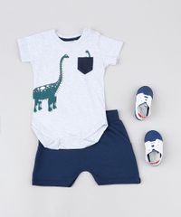 Conjunto-Infantil-Body-Cinza-Mescla-Dinossauro-Manga-Curta---Short-Liso-Azul-Marinho-9929721-Azul_Marinho_3