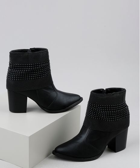 Bota-Feminina-Via-Uno-Salto-Medio-Cano-Curto-com-Aplicacao-Preta-9941535-Preto_1