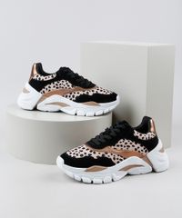 Tenis-Feminino-Oneself-Chunky-Estampado-Animal-Print-Guepardo-com-Recortes-Bege-Claro-9948131-Bege_Claro_1
