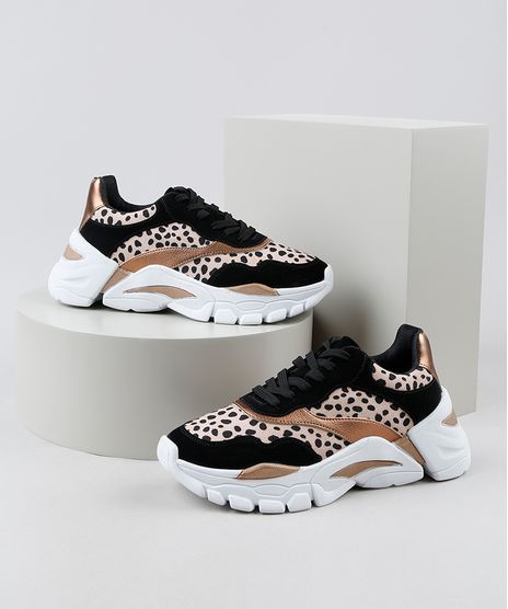 Tenis-Feminino-Oneself-Chunky-Estampado-Animal-Print-Guepardo-com-Recortes-Bege-Claro-9948131-Bege_Claro_1