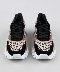 Tenis-Feminino-Oneself-Chunky-Estampado-Animal-Print-Guepardo-com-Recortes-Bege-Claro-9948131-Bege_Claro_5
