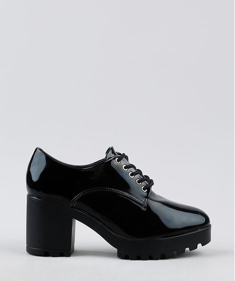 sapato oxford vizzano salto grosso preto verniz