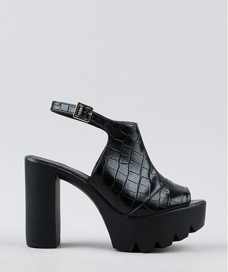 sandal boot couro tratorada preta