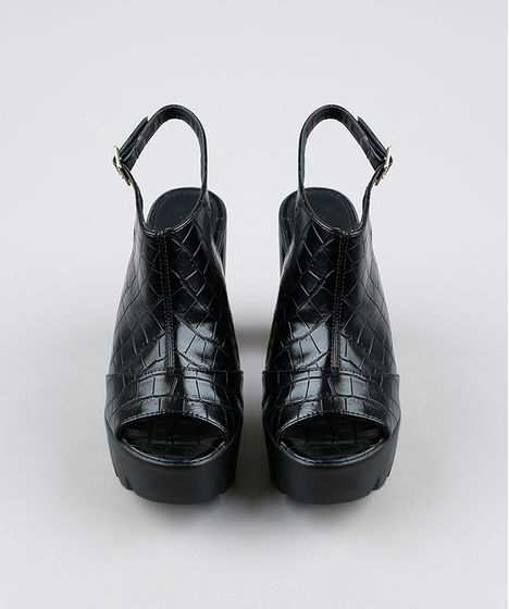 sandal boot couro tratorada preta