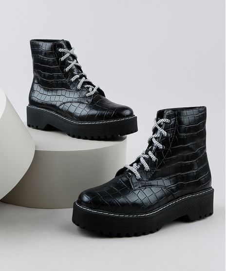 Bota-Coturno-Feminina-Oneself-Cano-Curto-Tratorada-Texturizada-Croco-Preta-9948196-Preto_1