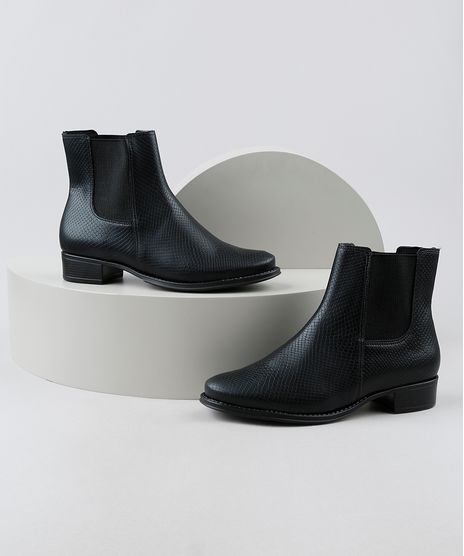 Bota-Feminina-Beira-Rio-Chelsea-Cano-Curto-Salto-Baixo-Texturizada-Cobra-Preta-9947710-Preto_1
