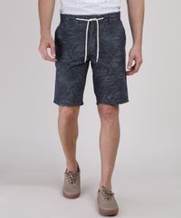 Bermuda-Masculina-Reta-Chino-Estampada-de-Folhagem-com-Cordao-Azul-Marinho-9943525-Azul_Marinho_1