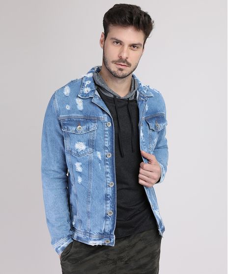 Jaqueta-Jeans-Masculina-Trucker-Destroyed-com-Bolsos-Azul-Claro-9779174-Azul_Claro_1