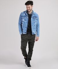 Calca-de-Sarja-Masculina-Jogger-Slim-Cargo-Estampada-Camuflada-Verde-Militar-9912394-Verde_Militar_3
