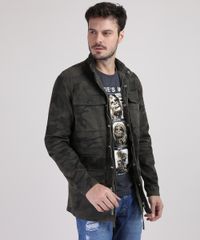 Parka-de-Sarja-Masculina-Estampada-Camuflada-com-Bolsos-Verde-Militar-9939131-Verde_Militar_1