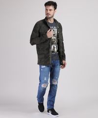 Parka-de-Sarja-Masculina-Estampada-Camuflada-com-Bolsos-Verde-Militar-9939131-Verde_Militar_3