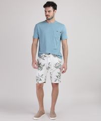 Bermuda-Masculina-Estampada-de-Folhagem-com-Cordao-Bege-Claro-9943360-Bege_Claro_3