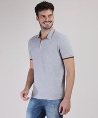 Polo-de-Piquet-Masculina-Comfort-com-Suede-Manga-Curta-Cinza-Mescla-9869038-Cinza_Mescla_1