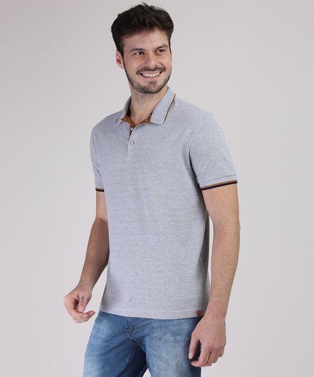 Polo-de-Piquet-Masculina-Comfort-com-Suede-Manga-Curta-Cinza-Mescla-9869038-Cinza_Mescla_1
