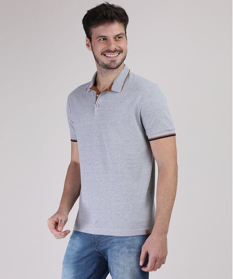 Polo-de-Piquet-Masculina-Comfort-com-Suede-Manga-Curta-Cinza-Mescla-9869038-Cinza_Mescla_1