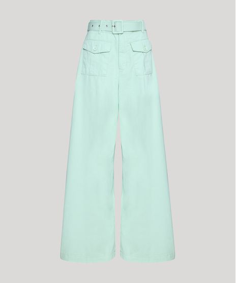 Calca-de-Sarja-Feminina-Mindset-Pantalona-Cintura-Super-Alta-com-Bolsos-e-Cinto-Verde-Claro-9949388-Verde_Claro_1