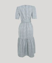 Vestido-Feminino-Mindset-Midi-Estampado-Xadrez-com-Recorte-e-Cinto-Manga-Curta-Cinza-Mescla-9950465-Cinza_Mescla_2
