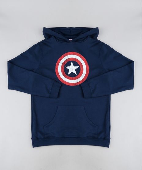 Blusao-de-Moletom-Juvenil-Capitao-America-com-Bolso-Canguru-Azul-Marinho-9942974-Azul_Marinho_1