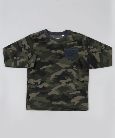 Camiseta-Infantil-Estampada-Camuflada-com-Bolso-Manga-Longa--Gola-Careca-Verde-Militar-9876158-Verde_Militar_1