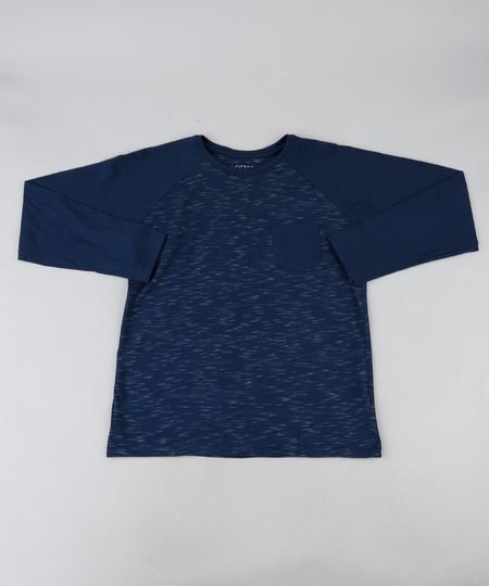 Camiseta-Juvenil-Mescla-com-Bolso-Manga-Longa-Raglan-Gola-Careca-Azul-Marinho-Mescla-9944472-Azul_Marinho_Mescla_1