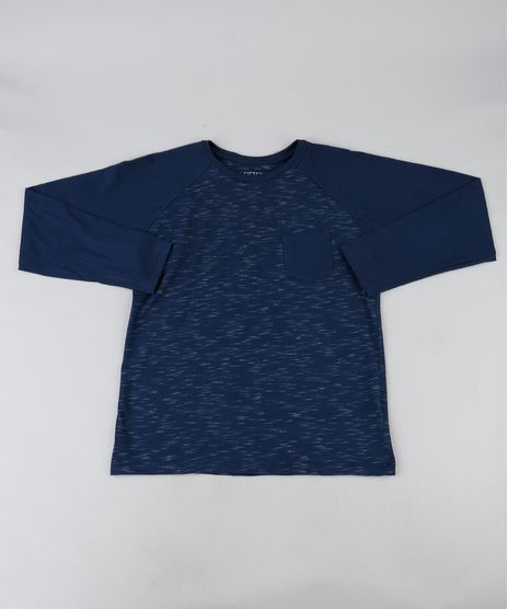 Camiseta-Juvenil-Mescla-com-Bolso-Manga-Longa-Raglan-Gola-Careca-Azul-Marinho-Mescla-9944472-Azul_Marinho_Mescla_1