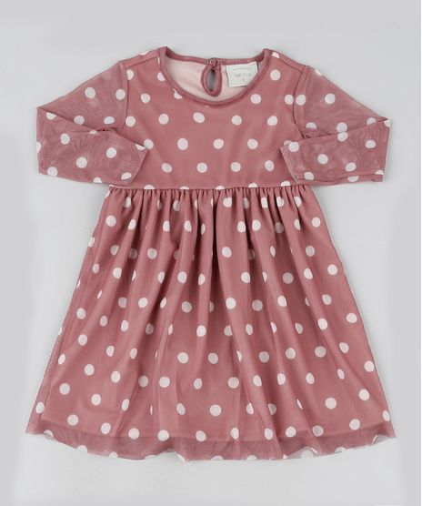 Vestido-Infantil-em-Tule-Estampado-de-Poa-Manga-Longa-Rose-9946881-Rose_1