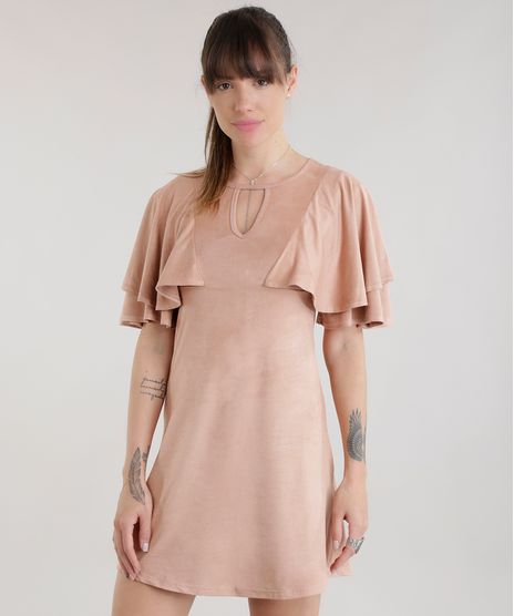 Vestido-em-Suede-com-Babado-Rose-8724243-Rose_1
