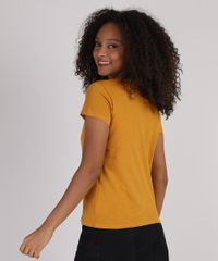 Blusa-Feminina--Respeite-Seu-Tempo--Manga-Curta-Decote-Redondo-Mostarda-9947756-Mostarda_2