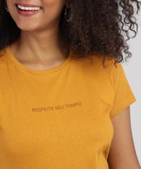 Blusa-Feminina--Respeite-Seu-Tempo--Manga-Curta-Decote-Redondo-Mostarda-9947756-Mostarda_4