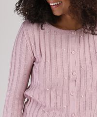 Cardigan-de-Trico-Feminino-Canelado-com-Perolas-Decote-Redondo-Rose-9942029-Rose_4