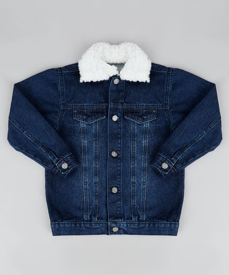 Jaqueta-Jeans-Infantil-com-Gola-de-Pelo-Azul-Escuro-9946410-Azul_Escuro_1