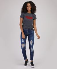 Blusa-Feminina-Stranger-Things-Manga-Curta-Decote-Redondo-Cinza-Mescla-Escuro-9943565-Cinza_Mescla_Escuro_3