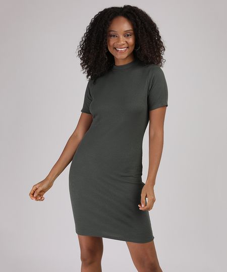 Vestido-Feminino-Basico-Curto-Canelado-Manga-Curta-Gola-Alta-Verde-Militar-9942908-Verde_Militar_1