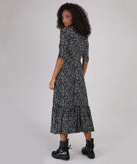 Vestido-Feminino-Midi-Choker-Estampado-de-Poa-com-Recorte-e-Amarracao-Manga-3-4-Preto-9940713-Preto_2