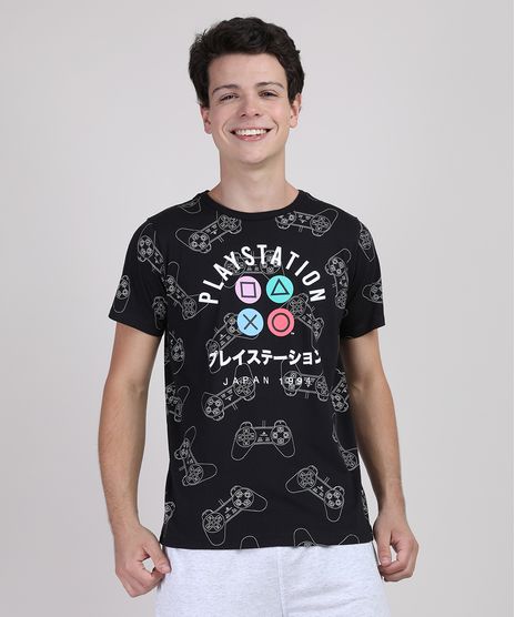 Camiseta-Juvenil-PlayStation-Manga-Curta-Preta-9899371-Preto_1