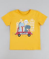 Camiseta-Infantil-Dinossauros-no-Carro-Manga-Curta-Amarela-9943043-Amarelo_1