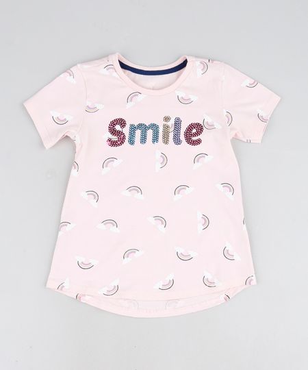Blusa-Infantil-Smile-em-Paete-e-Arco-Iris-Manga-Curta-Rosa-Claro-9947200-Rosa_Claro_1