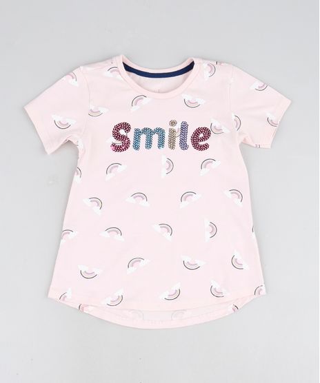 Blusa-Infantil-Smile-em-Paete-e-Arco-Iris-Manga-Curta-Rosa-Claro-9947200-Rosa_Claro_1