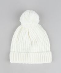 Gorro-de-Trico-Masculino-Canelado-com-Pompom-Branco-9834502-Branco_1