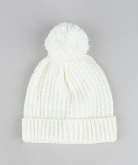 Gorro-de-Trico-Masculino-Canelado-com-Pompom-Branco-9834502-Branco_1