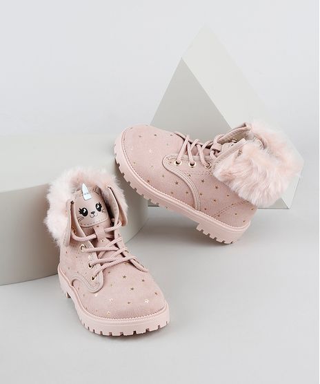 Bota-Coturno-Infantil-Molekinha-Cano-Curto-Estampada-de-Estrelas-com-Pelo-Rosa-Claro-9949104-Rosa_Claro_1