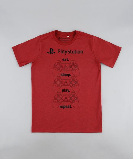 Camiseta-Juvenil-Playstation-Manga-Curta-Vermelha-9942950-Vermelho_1