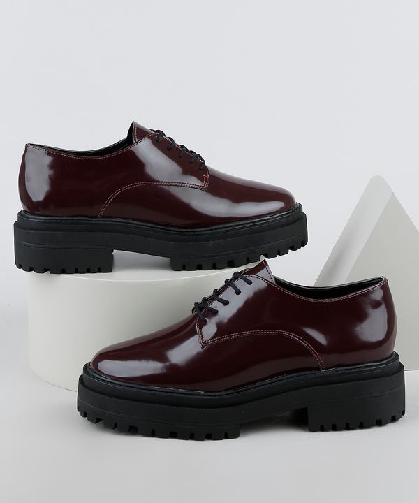 Oxford Feminino Oneself Salto Baixo em Verniz Roxo 37