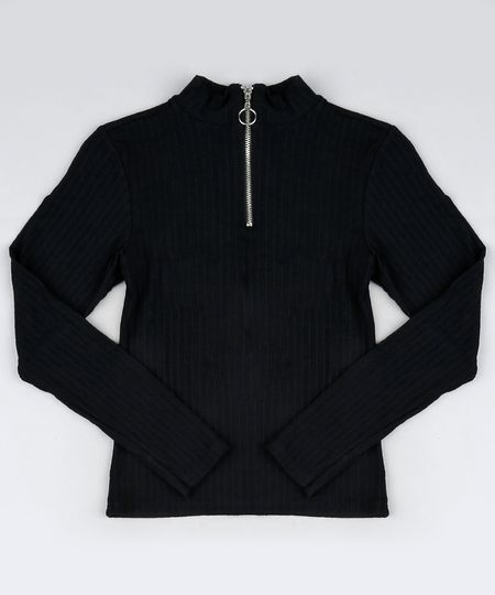 Blusa-Juvenil-Canelada-Gola-Alta-com-Ziper-Manga-Longa-Preta-9912438-Preto_1