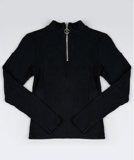 Blusa-Juvenil-Canelada-Gola-Alta-com-Ziper-Manga-Longa-Preta-9912438-Preto_1