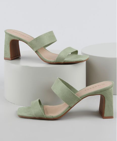 Tamanco-Feminino-Oneself-com-Tiras-em-Suede-Salto-Medio-Verde-9948206-Verde_1