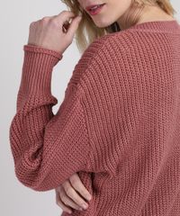 Sueter-de-Trico-Feminino-Amplo-Decote-V-Rosa-Escuro-9944245-Rosa_Escuro_4