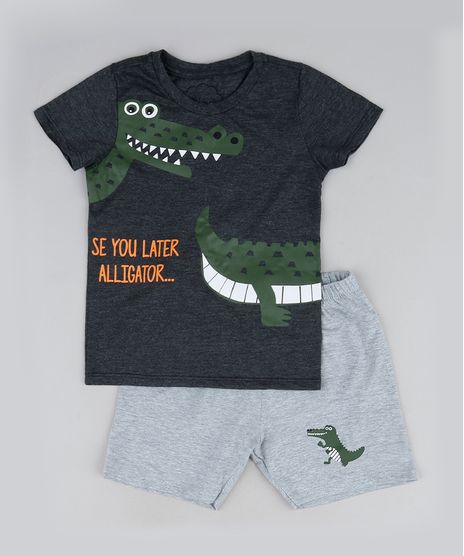 Pijama-Infantil-Jacare-Manga-Curta-Cinza-Mescla-Escuro-9567831-Cinza_Mescla_Escuro_1