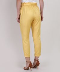 Calca-Feminina-Clochard-Cintura-Super-Alta-Alfaiatada-com-Faixa-para-Amarrar-Amarela-9950888-Amarelo_2