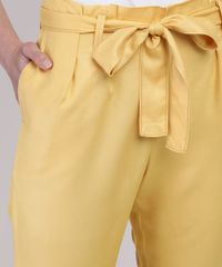 Calca-Feminina-Clochard-Cintura-Super-Alta-Alfaiatada-com-Faixa-para-Amarrar-Amarela-9950888-Amarelo_4